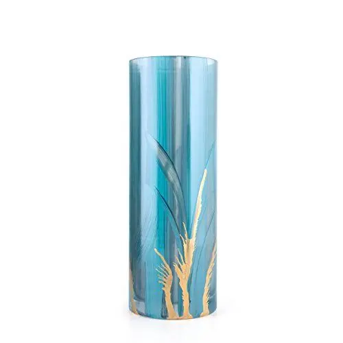 Produktbild: Angela neue Wiener Werkstaette Zylindervase Elegance schwere Glasvase veredelt zylindrisch, Glas, türkisblau, h = 24 cm, d = 11 cm