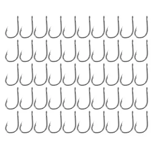 Produktbild: 50Pcs Angelhaken High Carbon Stahl Stacheldraht Angelhaken Outdoor Aktivität Gras Karpfen Karpfen Silber Karpfen Bighead Ausrüstung (6#)