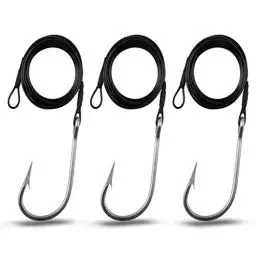 Produktbild: Angelhaken Vorfächer Shark Rigs Edelstahl Angelhaken 400lb Nylon beschichtetes Kabel Vorfachmontage, handgekräuselt, Salzwasser Angelzubehör(8/0-3stk)