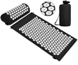 Produktbild: Angelkiss Akupressur-Set Akupressurmatte mit Kissen zur Wohltuenden Entspannung und Massage, Linderung von Rückenschmerzen Kopf-Nackenschmerzen, Stress Schlafstörungen zu Hause, ins Büro, Schwarz-Weiß