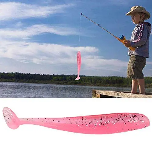 Produktbild: Angelköder, Weiche Angelköder, T-Tail, Madenwurmköder, 20 Stück, 7,5 cm, Weiche Kunststoff-Angelköder, Angelköder, Fischzubehör (PINK)