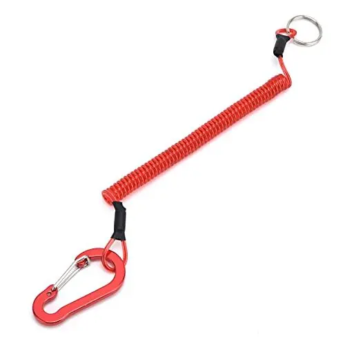 Produktbild: Einziehbares Angel-Lanyard, spiralförmige Kreiskette zum Angeln, Ruten, Zangen, Bootfahren, Paddeln, Kajak (rot)
