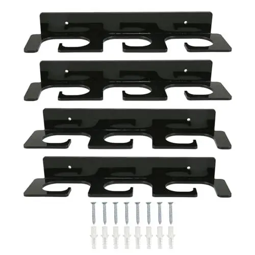 Produktbild: Angelrutenhalter, 4 Stück, Acryl, Wandmontiert, Horizontale Decken-Angelrutenständer, Angelrutenständer für Garage, Boot, Keller, Hütte, Geschäft, für 6 Angelruten (BLACK)
