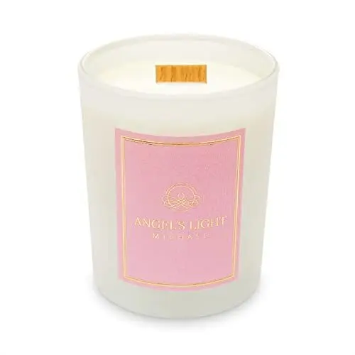Produktbild: ANGEL'S LIGHT MICHAEL - Luxuriöse Duftkerze. Energie des Schutzes. Handgefertigt. 270g Natürliches Sojawachs mit ätherischen Ölen. Zedernholz, Melisse und Mandarine. Holzdocht.