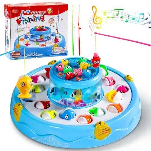 Produktbild: Angelspiel Fische Angeln Spiele Spielzeug ab 2 3 4 Jahre Mit 4 Kinderangel,26 Fische Kinderspiele Magnet Kinder Magnetspiel Spiele ab 2 3 4 5 Jahren Geschenk Junge Mädche（Doppelschicht）