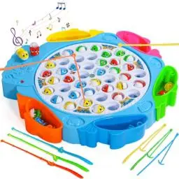 Produktbild: Angelspiel Fische Angeln Kinderspiele ab 3 4 Jahre Brettspiel Spielzeug ab 3 Jahre Kinderspiele ab 4 Jahre mit 8 Kinderangel 42 Fische Spiel ab 3 4 5 Jahre Junge Mädchen,Großes Format 35,5X33 cm