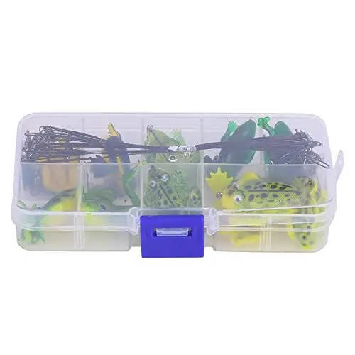 Produktbild: ❥❥Angelzubehör-Set, 10 Stück Anti-Biss-Drahtverbinder mit Froschködern | Ideales Angelgerät für den Süß- und Salzwasserfang | Froschköder-Köderset für Barsch, Forelle,