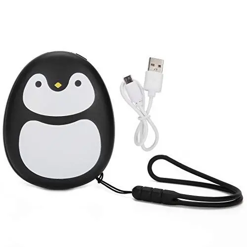 Produktbild: Semme Wiederaufladbarer Handwärmer, Cartoon Cute Portable 4000mAh Power Bank Handwärmer USB-Taschen-Handwärmer für Camping, Skifahren, Angeln und Wandern(Pinguin schwarz)