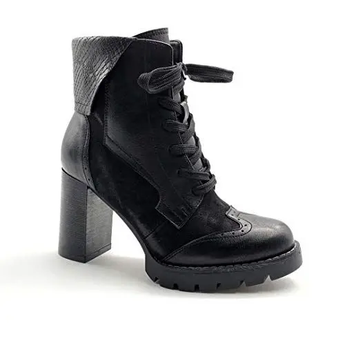 Produktbild: Angkorly - Damen Schuhe Stiefeletten Stiefel - Biker - Biker - High Heels - Pythonschlangenhauteffekt - geladen - Tierdruck Animal-Print Blockabsatz high Heel 9 cm - Schwarz F3158 T 36
