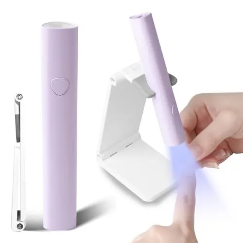 Produktbild: ANGNYA Mini UV Lampe für Nägel,Tragbare UV Nagellampe mit Ständer Wiederaufladbar Mini U V Lampe für Nägel Klein LED UV Taschenlamp Nageltrockner 20s/60s Timing-Modi zum Aushärten von Nagelkleber