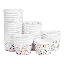 Produktbild: Angoily 100Pcs Papier Eisbecher Becher Papier Einweg Dessert Schalen Partei Liefert Behandeln Tassen für Eisbecher Gefrorenen Joghurt Suppe - 2,4 x 2,4 x 1,4cm (Mix Polka Dot)