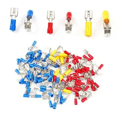 Produktbild: Angoily Isolierte 100 Stücke Drahtklemmen Crimpverbinder 10-22awg Rot Gelb Spatenverbinder