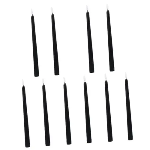 Produktbild: Angoily 10 Stk Elektronisches Kerzenlicht Partykerze Elektrische Teelichter Kerzenhalter Aus Echtem Wachs Halloween-kerze Flammenlose Kerze Led-stabkerzen Spitzkerze Schwarze Kerze Plastik