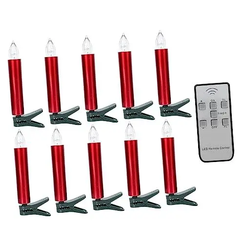 Produktbild: Angoily 10st Elektronische Kerze Weihnachtskerzen Batteriebetrieben Flackernde Fensterkerzen Led Leuchten Weihnachtsschmuck Rote Led-teelichter Fernbedienung Weihnachtsbeleuchtung Plastik