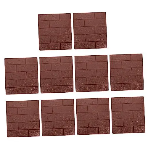Produktbild: Angoily 10st Wandaufkleber Hintergrund Ziegelkorn Strukturierte Tapete Backsteinwandplatten Abziehen Und Aufkleben Tapete Für Schlafzimmer Fliesenplatten Kleine Größe 3D Xpe Keramikfliesen