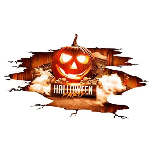 Produktbild: Angoily Halloween-party-zubehör Roter Kürbis-wandaufkleber Gruselige Dekorationen Peel-stick-wandaufkleber Für Wohnzimmer Schlafzimmer Bar