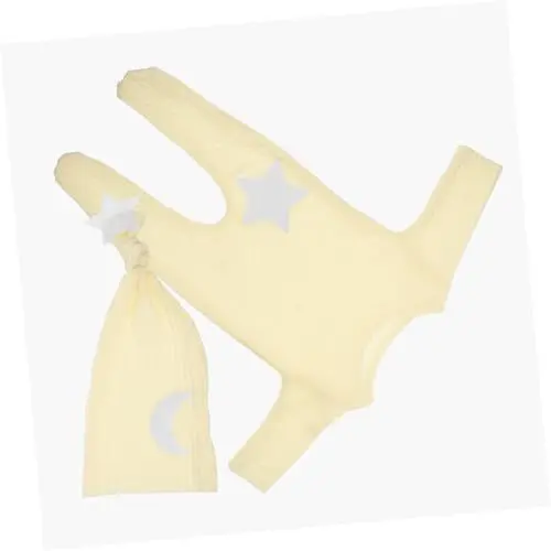 Produktbild: Angoily Entzückendes Knopfdesign Neugeborenen-Outfit Babyanzug Stern Mond Strickmütze -Set Für Babyfotografie
