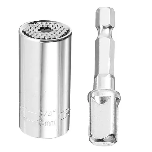 Produktbild: Angoily 1stk Universalsteckdose Usb-wandladegerät Buchse Ratsche Einstellbar Schlüssel Leistung Auslauf Stecker Universalhülse Aus Stahl 7–19 Mm Universalhülse Chrom-vanadium-stahl Silver