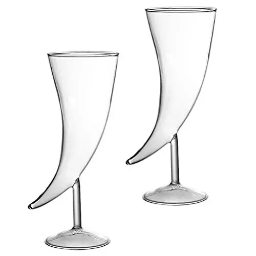 Produktbild: Angoily 2Pcs Kreative Glas Horn Förmigen Cocktail Glas Klar Weingläser Becher Gläser für Bier Schnaps Wein Wasser Und Getränke Party Und Event Portion