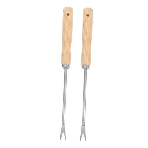 Produktbild: Angoily Unkraut Entferner Hand Unkrautstecher 2er Set Holzgriff Gartenwerkzeug Wurzelhaken Manueller Grasentferner Und Unkrautjäter Für Die Effektive Entfernung Von Unkraut Und Wurzeln Im Garten