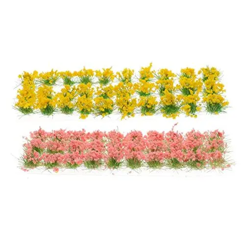 Produktbild: Angoily 2 Blätter Künstliche Blumenbüsche Miniatur Modell DIY Sandtisch Dekoration Realistisch Detailliert Selbstklebend für Micro Landschaft Gartenbahn Gestaltung