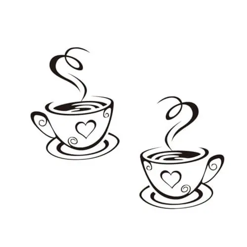 Produktbild: Angoily 2er Set Kaffeetasse Wanddekoration Café Thema Einfach Anzubringende Entfernbare Wandaufkleber für Die Küche