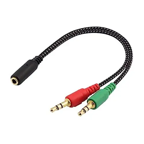Produktbild: Angoily 2 Zu 1 Headset Adapter Kabel Für PC Mikrofon Und Kopfhörer Splitter Für Computer Audio Konverter Für Gaming Headsets Und Earphones Hochwertiger PC Audio Adapter