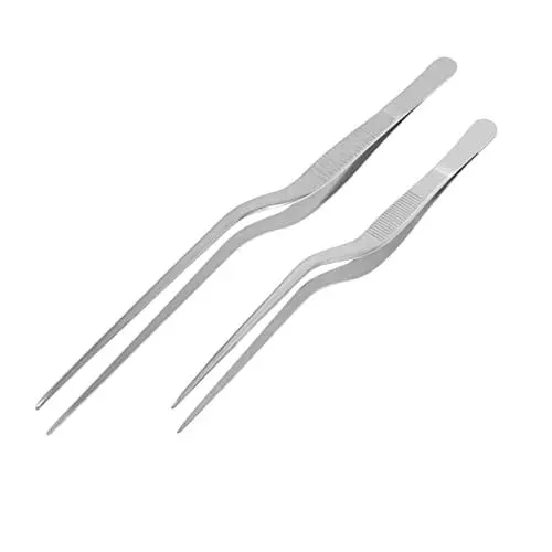 Produktbild: Angoily 2 Stück Edelstahl-Stirnzange Zum Kochen Von -Zangen Feine Pinzettenzange Grillzange Professionelle Küche Lange Pinzette Steak-Clip Aus Südkorea