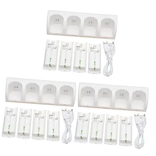Produktbild: Angoily 3 Sets Zum Aufladen Von Akkus Intelligentes Akku Ladegerät Akku Ladesteckplätze Akku Ladestation Akku Adapter USB Akku Ladegerät 4 Steckplätze Akku Ladegerät Weißer