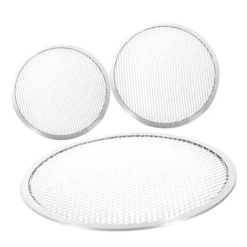 Produktbild: Angoily Pizzasieb-set Mit Verbesserter Haltbarkeit 10/12/14 Pizza-backbleche Aus Aluminiumgewebe Ofenfest