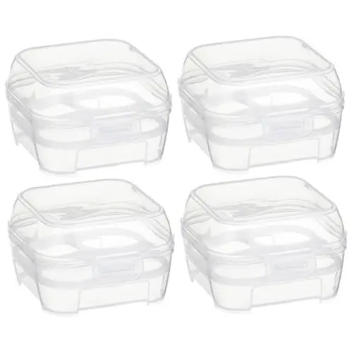 Produktbild: Angoily 2sets Aufbewahrungsbehälter Organizer Bin 4 Grids Kühlschrank Spender Picknick Träger Lagerung Für Outdoor 2 Stücke * 2