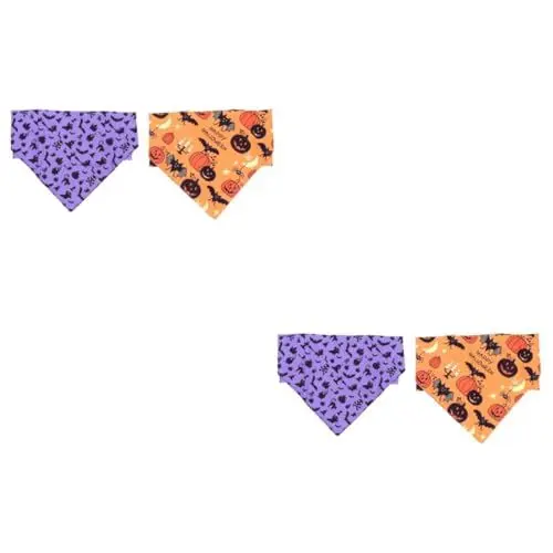 Produktbild: Angoily 4 Stück Haustier Hund Dreieck Handtuch Kürbis-hundeschal Dekorative Handtücher Halloween-kostüme Für Haustiere Dreieckiger Hund Der Hund Hündchen Polyester