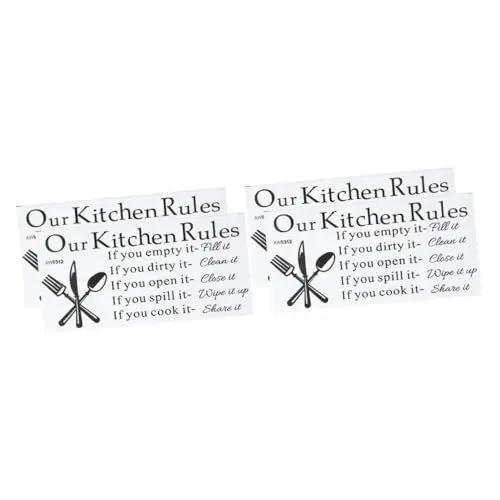 Produktbild: Angoily 4 Stück Küchen Wandaufkleber Küchenaufkleber Aufkleber Küchenregeln Aufkleber Mit Englischen Buchstaben