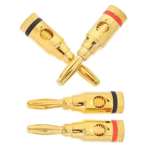 Produktbild: Angoily 4 Stück Vergoldete Bananenstecker Für Lautsprecherkabel-adapter Offene Schraubverbindung Übertragung Für Heimkino-audio