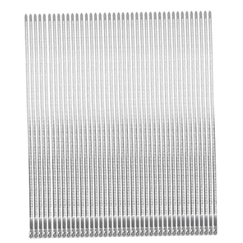 Produktbild: Angoily 50 Stück Kabelbinder Aus Edelstahl Überwachungskamerablocker Kabelbinder Schnallen Kabelorganisatoren Kabelbinder Für Elektrische Energie Korkrinde Rostfreier Stahl Silver