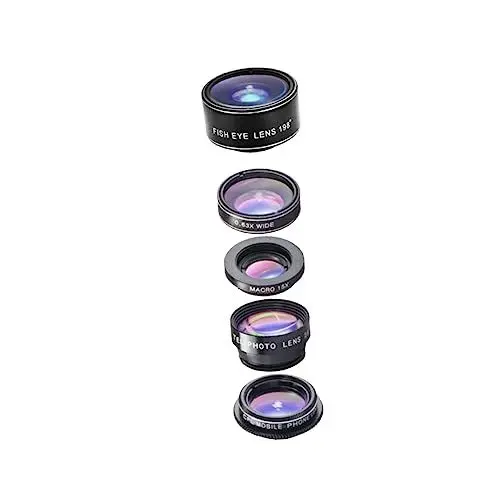 Produktbild: Angoily Ihre Telefonfotografie 5er-Pack Kameraobjektive Fischauge Weitwinkel Makro Einfach Anzubringen