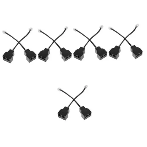 Produktbild: Angoily 5 Sätze Telefonleitungsadapter Handy Adapter Handy Lan Adapter Pc Telefonleitung Telefonkabel Telefon Schnur Telefonzubehör Telefon Kabel Adapter Kupfer Black 2 Stück * 5
