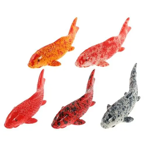 Produktbild: Angoily 5 Stück Künstliche Koi-Schwimmfische Gartenstatue Bunte Goldfischfiguren Kunstharz Realistische Fische Für Teich Garten Aquarium Dekoration