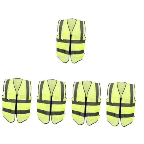 Produktbild: Angoily 5 Stück Sicherheits Reflektorweste Für Herren Arbeitsweste Netz Schutzweste Fluoreszierende Weste Sichere Weste Mit Taschen Praktische Freiwilligenweste Outdoor