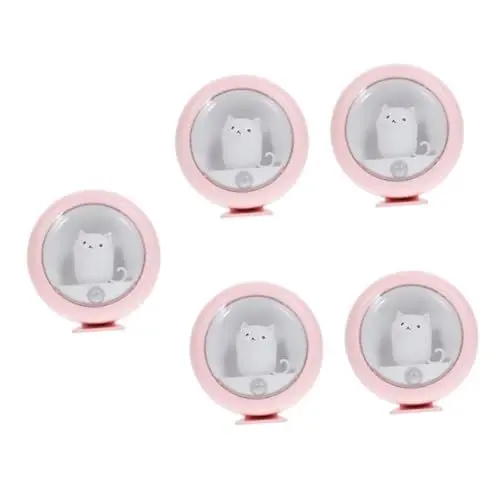 Produktbild: Angoily 5st Menschliches Sensor-nachtlicht Bewegung Süßes Katzen-nachtlicht Induktionslicht Katze Lampe Schrankleuchten Menschlicher Sensor Schreibtischlampe Abs Rosa