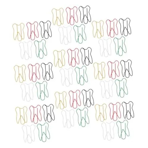 Produktbild: Angoily 60 Stück Zähne modellieren Papierclip farbig Form für Clips zum Organisieren von Dokumenten Bürozubehör zum Organisieren von Dateien süßer Seitenmarker Büroklammer Eisen