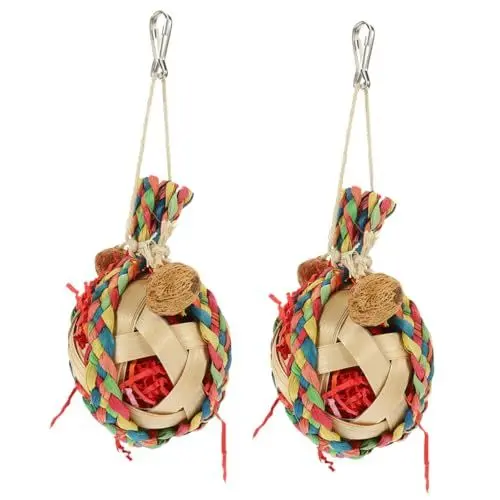 Produktbild: Angoily 3 Sets Papagei-hänge-beißspielzeug Vogel-kauspielzeug Haustier-kauspielzeug Großes Vogelspielzeug Papageienkäfig Vogelspielzeug Holzspielzeug 2 Stück * 3