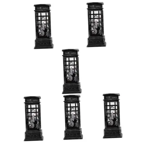 Produktbild: Angoily 6 Stk Halloween-laterne Dekorationen Für Zuhause Halloween-schmuck Schwarze Zierleiste Halloween Dekoratives Licht Tischdekoration Halloween-dekor Plastik Led Zuhause Lampe