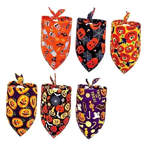 Produktbild: Angoily 6-teiliges Dreieckstuch für Hunde mit Halloween- - und Kürbis-Design