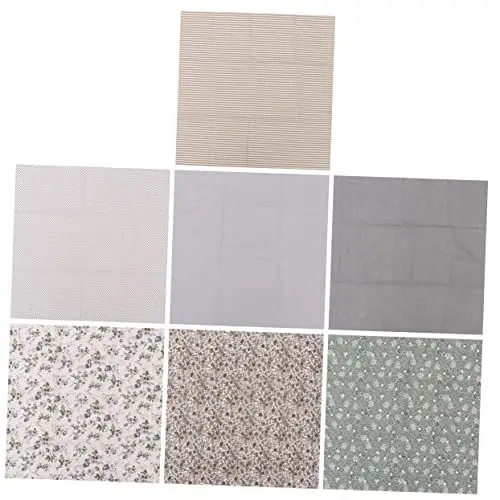 Produktbild: Angoily 7 Stück Reiner Baumwollstoff Nähstoff Tuch Blumenstickerei Baumwollstoff Nähen Patchworkstoff Baumwollstoff Zum Nähen Stoff Blumen Nähmaterial Stoff Grau