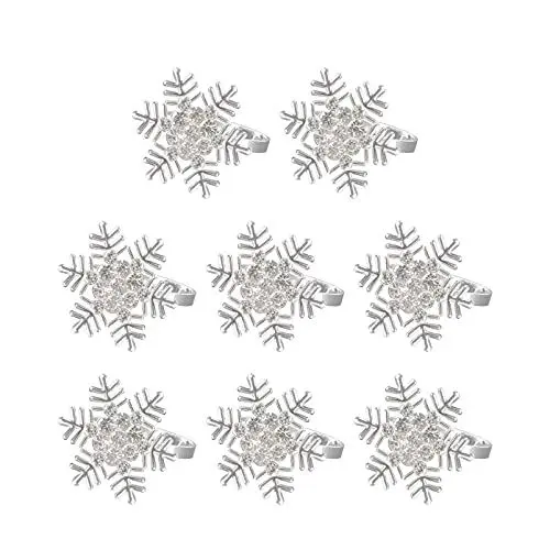 Produktbild: Angoily 8Pcs Serviettenringe Weihnachten, Silber Serviettenringe Serviette Ringe für Weihnachten Abendessen Parteien Hochzeit Schmuck Tisch Dekoration Zubehör