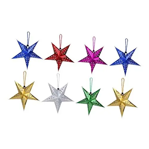 Produktbild: Angoily 8st Sterne Laterne Led Weihnachten Stern Papierlampenschirm Außen Stern Christbaumspitze Weihnachtsstern Lampe Led Außenstern Mit Beleuchtung Papierlaternen Berühmtheit Zubehör 3d