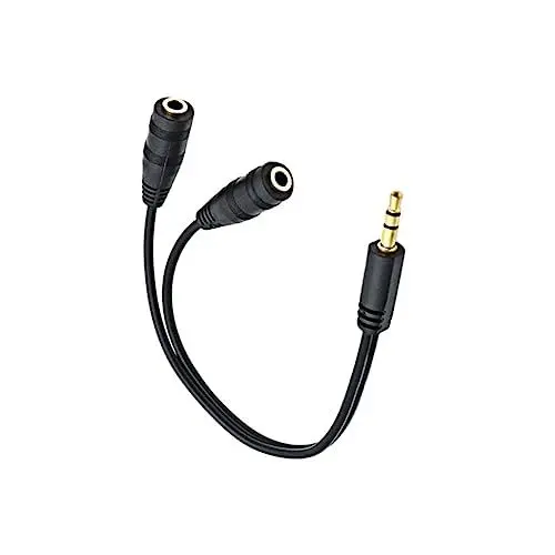 Produktbild: Angoily Audiokabeladapter 3 5 Mm Auf 2 X 3 5 Mm Buchse Y-splitter Zur Lautsprecherverlängerung