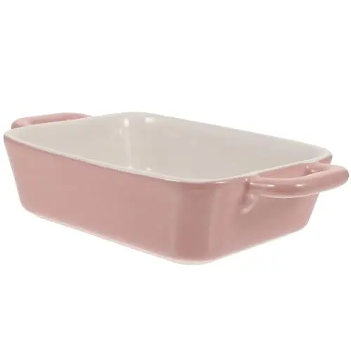 Produktbild: Angoily Auflaufform Rosa Kleine Auflaufförmchen Keramik für den Backofen auch als Lasagneform Bräter oder Kuchenblech nutzbar Kohlenstoffstahl Rechteckig