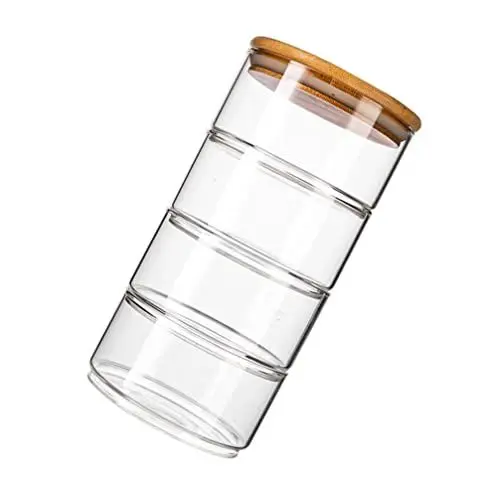 Produktbild: Angoily Bonboniere Glas 4 STüCKE Glas Glas mit Deckel Stapelbarer Glas Aufbewahrungsgef??glas Lebensmittel Aufbewahrung Gl? Lagerschüssel Fruchtsalatschüsseln für Familie Vorratsgläser